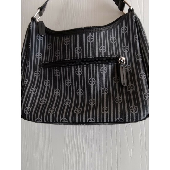 GIANI BERNINI-  Shoulder  Signature & Logo Black/Grey Leather Hobo Bag . - Picture 2 of 2